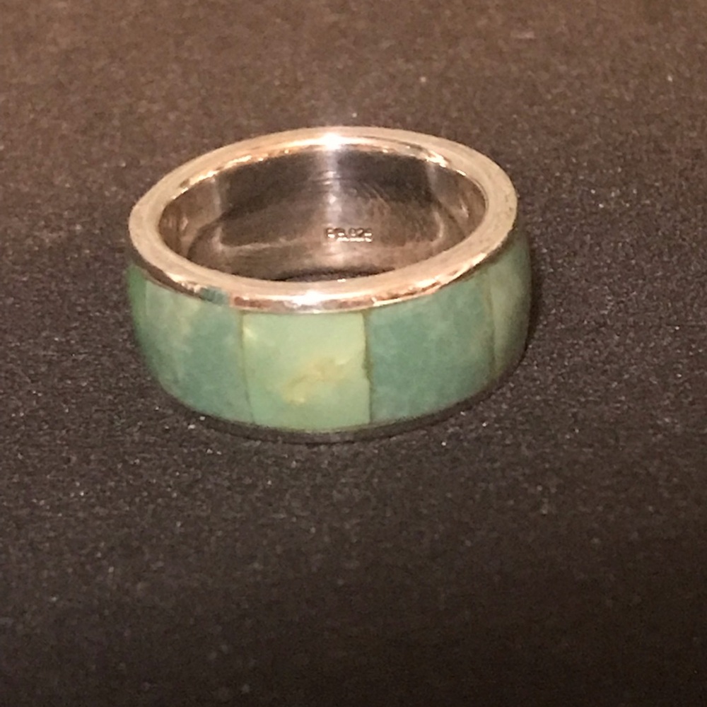 Turquoise Silver Band Ring - Picture 3 of 8